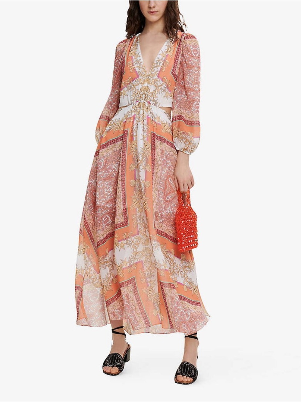 Maje Roquillage Printed Woven Maxi Dress